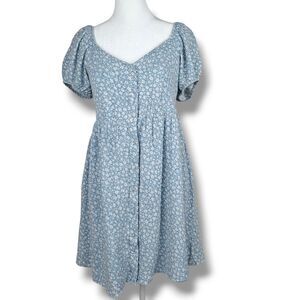 American Eagle Sun Dress Women's Small Floral Blue Cottagecore Peasant Mini